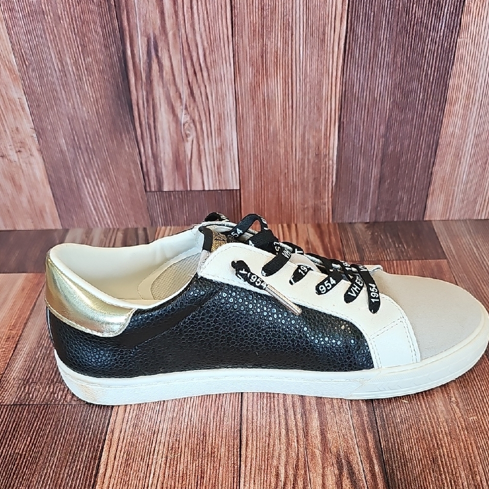 Vintage Havana Black and White Sneakers with Gold Highlights - Picture 2 of 10